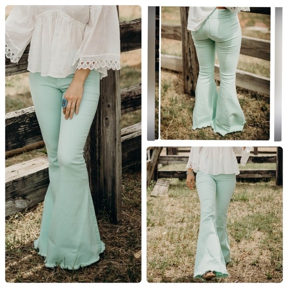 Home Folk Denim - Home Folk Women’s Waco Western Flares in mint